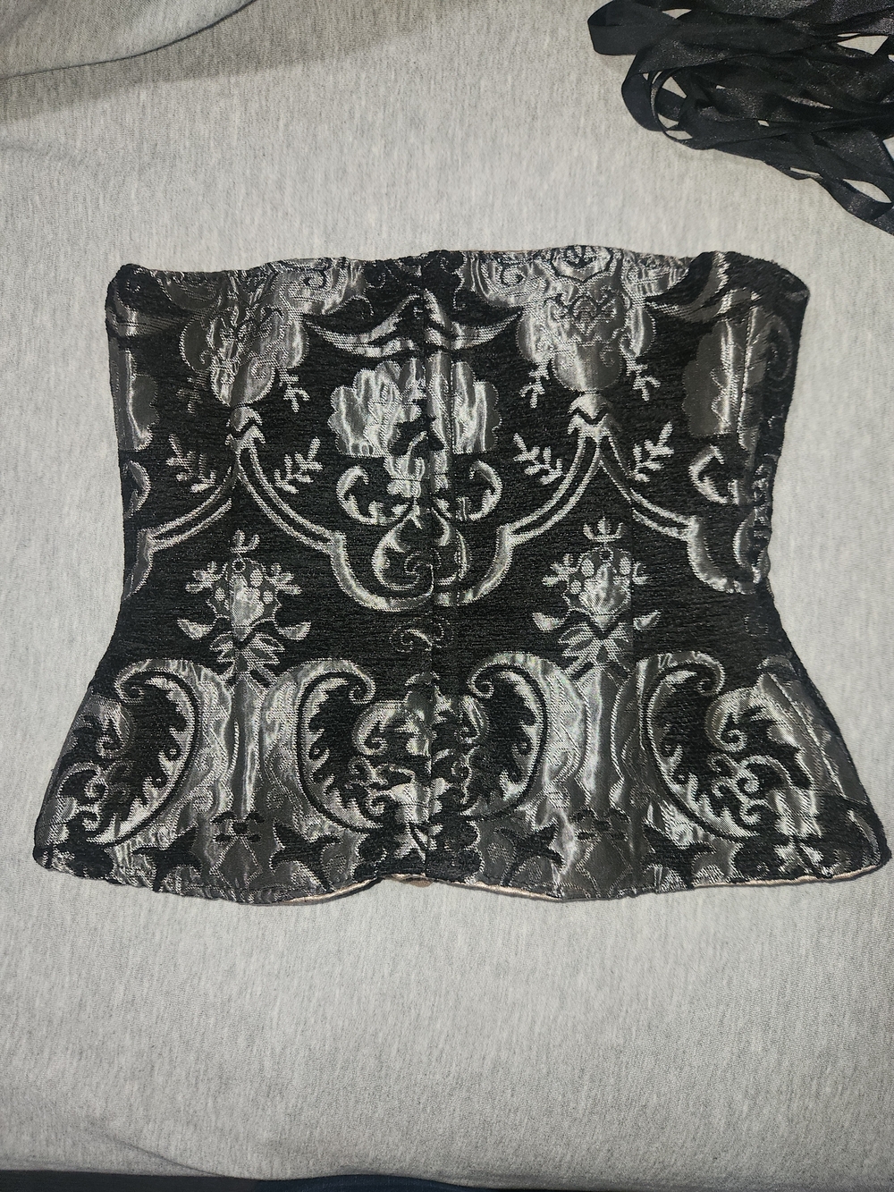 Ditd Black Medallion Wench Corset Brocade Silver Renaissance Faire Garb - Picture 2 of 6